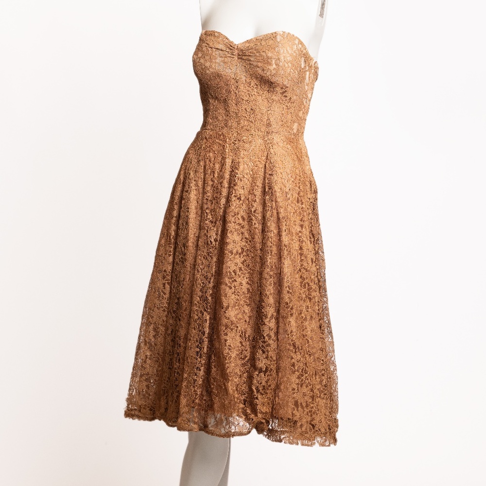 1950s VINTAGE Fit and Flare Sweetheart Neck Lace Cocktail Dress XS Fred Perlberg